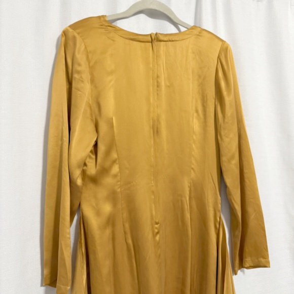 Vintage 1990s Mary Jo Bruno Deadstock Mustard Yellow Silk Dress Size 4 - Picture 5 of 11